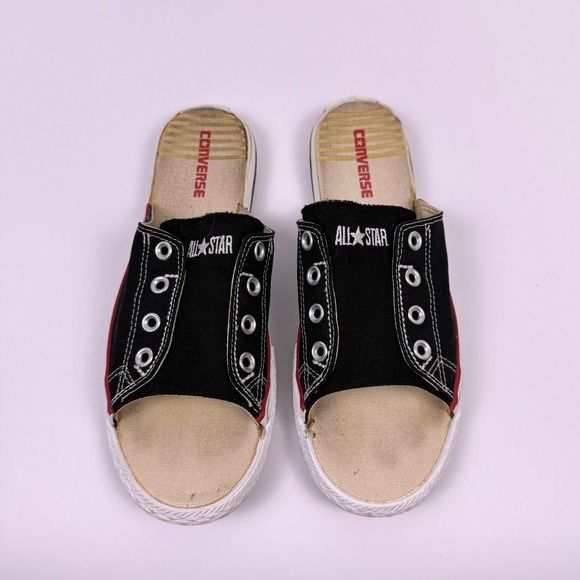 Converse Other - Converse All Star Cut-Away Sandals Mens 9 Womens 11 Black Canvas Slip On Slides